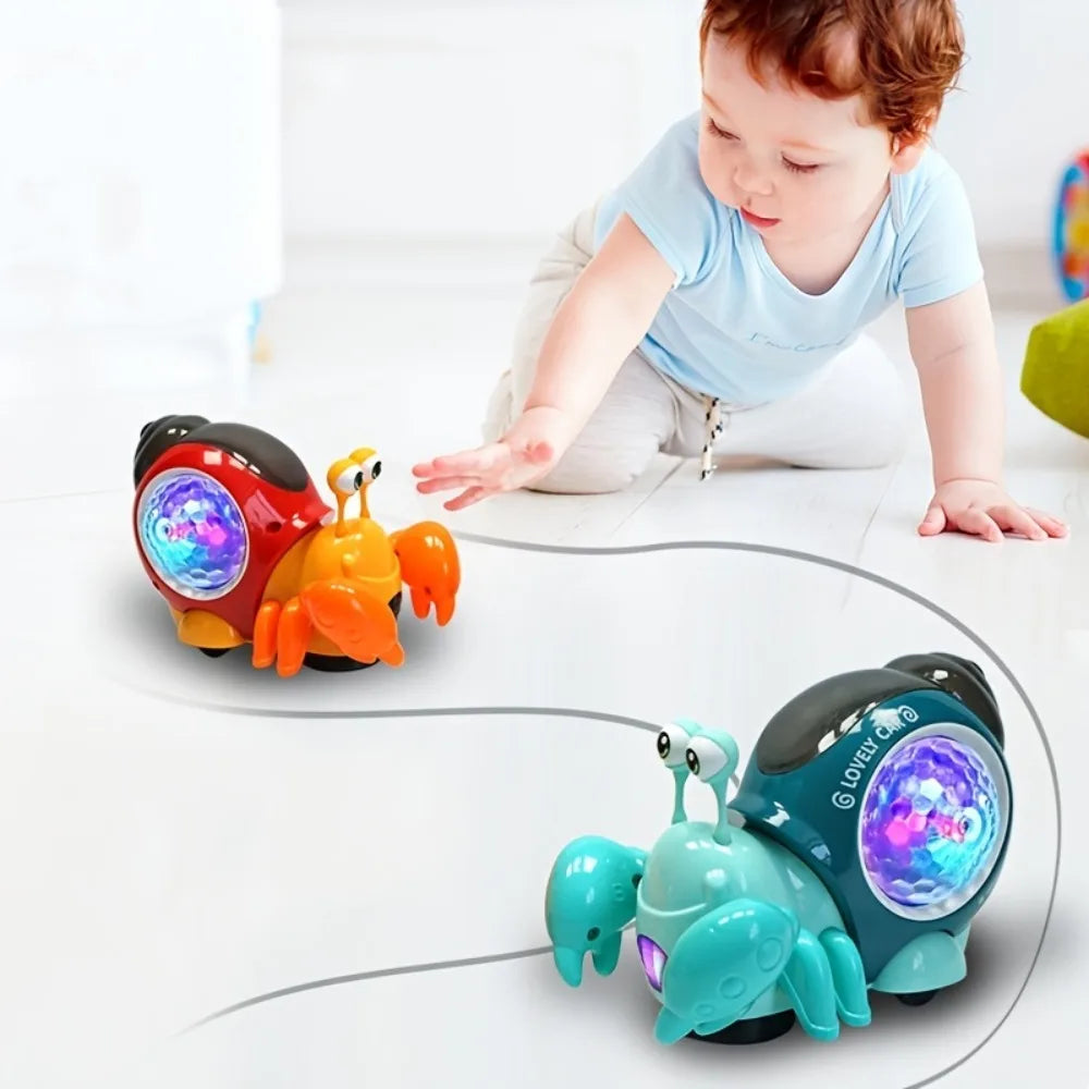 Ontsnappende Kruipende Krab | Tummy Time Baby Speelgoed, Interactieve Sensorische Dansende Krab met Muziek, Geluid & Lichten