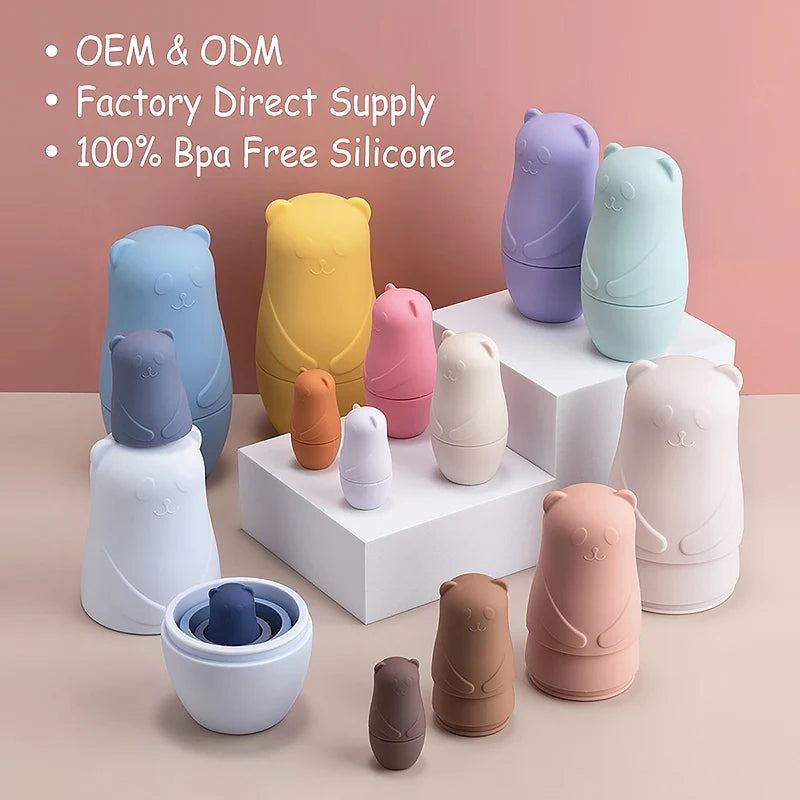 Montessori Nestpop Speelgoed Set - Russische Matroesjka Pop Educatieve Speelgoed voor Kinderen, Siliconen Stapelblokken BPA-vrij