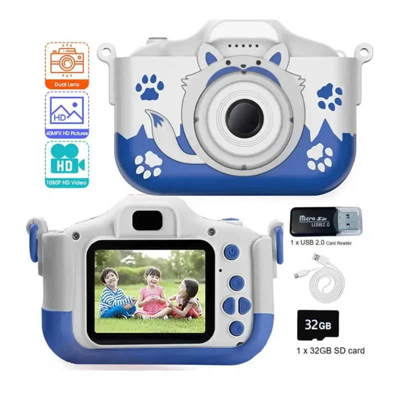 HD 1080P Kindercamera - 20MP Camera met USB-oplader, Shockproof Silicone Bescherming