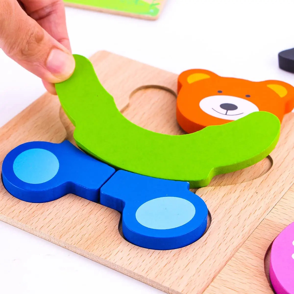 Houten puzzel voor kinderen met dieren en voertuigen - Kleurrijk educatief speelgoed, perfect cadeau voor jongens en meisjes.
