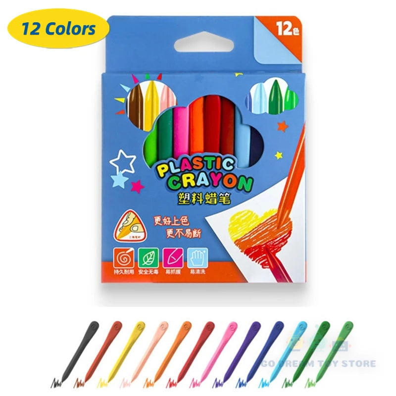 24/12-delige Kleurrijke Krijtjes | Veilige, Niet-Giftige Kleurpotloden voor Kinderen, Graffiti & Tekenstationery