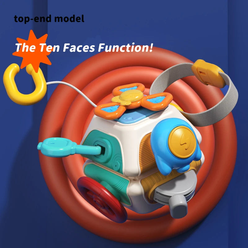 Montessori Sensorisch Speelgoed - Multifacted Kubus Drukbal voor Fijne Motoriek en Hand-oog Coördinatie, Educatief Speelgoed voor Baby's