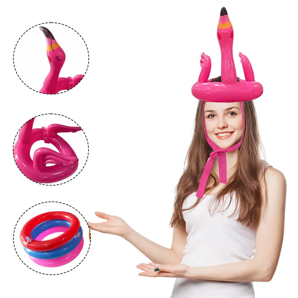 Opblaasbare Flamingo Hoepel Set | Zwembadspel voor Eindeloos Waterplezier