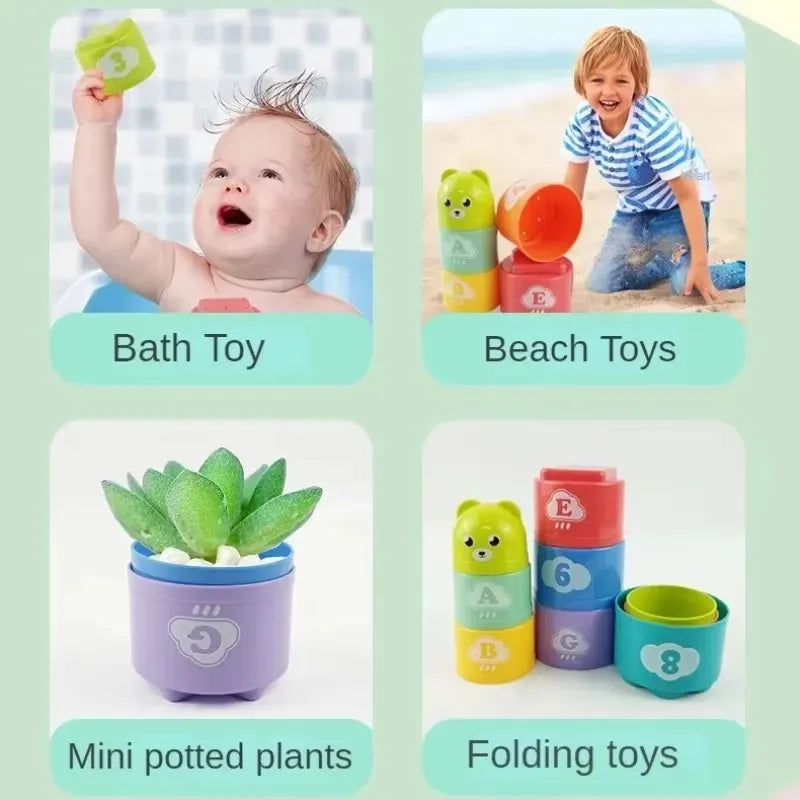 Montessori Stapelbekers voor Baby's – Educatief Speelgoed met Cijfers & Letters | 8-delige Set voor Vroege Ontwikkeling
