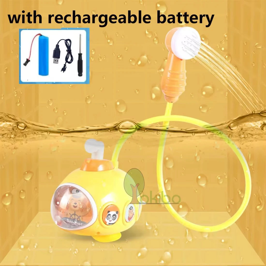 Oplaadbaar Elektrisch Badspeelgoed Baby – Submarine Douche met Zuignap | Watersproeier & Bad Speelgoed voor Peuters & Kinderen