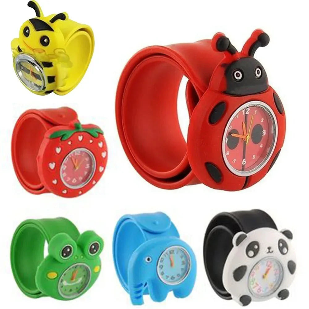 Cartoon Dieren Kinderhorloge | Schattige Fruit Siliconen Klaphorloge, Kwartshorloge, Cadeau voor Jongens & Meisjes