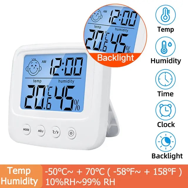 Digitale LCD Thermometer Hygrometer | Binnen Alarm Klok Elektronische Temperatuur Vochtigheid Meter Monitor Mini Weerstation