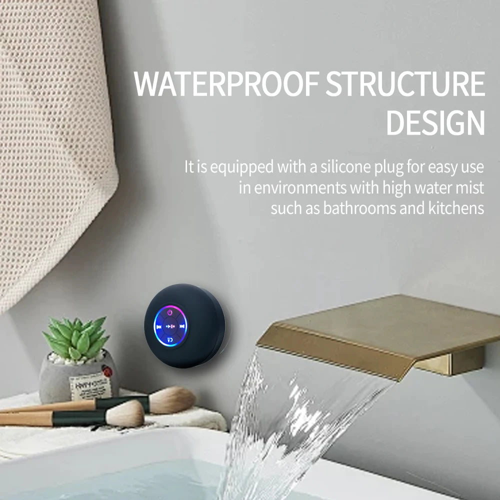 Draagbare Draadloze Bluetooth Speaker | LED Waterdichte Speaker met Zuignap - Mini Stereo Speaker voor Badkamer en Buiten