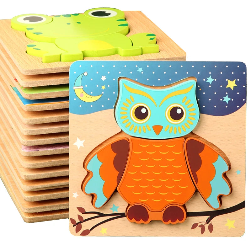 Montessori Houten 3D Dierenpuzzel | Educatief Speelgoed voor Kleuters