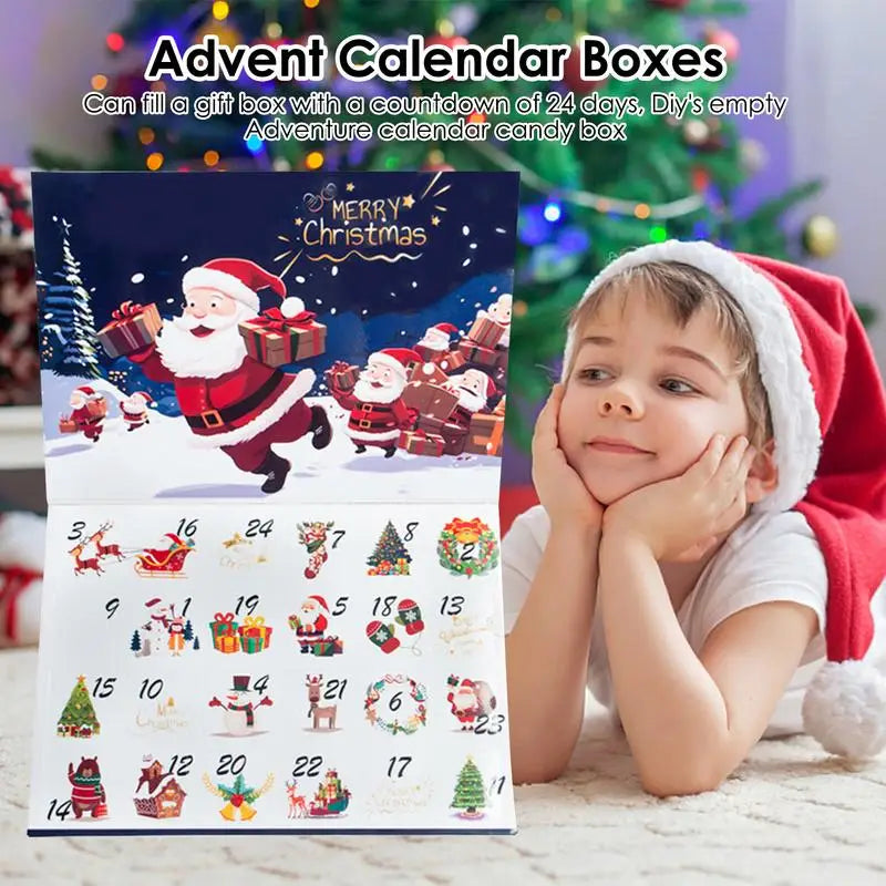 Vulbare Kerstmis Adventskalender | Creatieve 24-dagen Aftelkalender Dozen Decoratieve Kerstcadeaudozen voor Kinderen