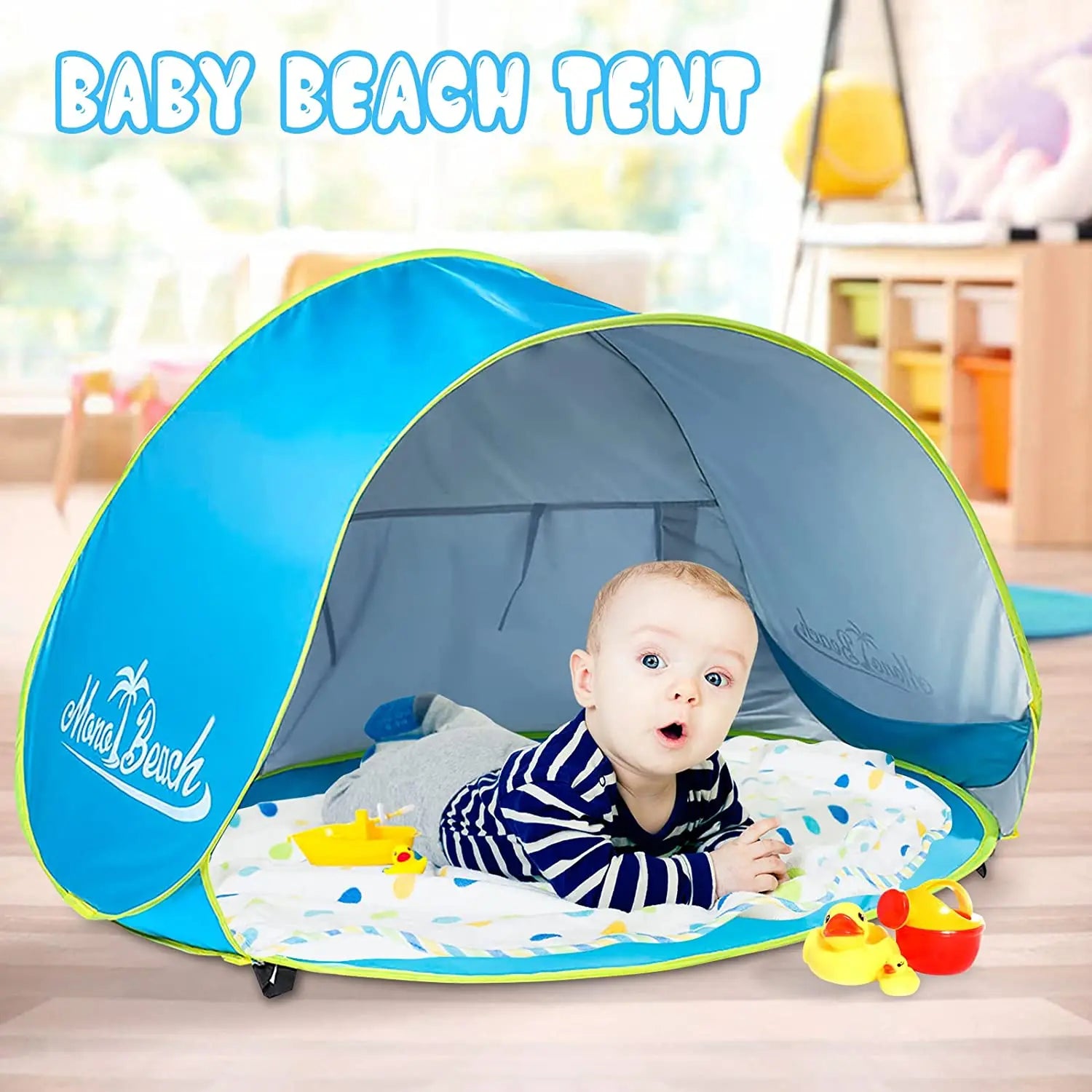 Baby Strandtent met UV-Bescherming & Opvouwbaar Zwembad | Veilige Zomerspeeltent voor Peuters