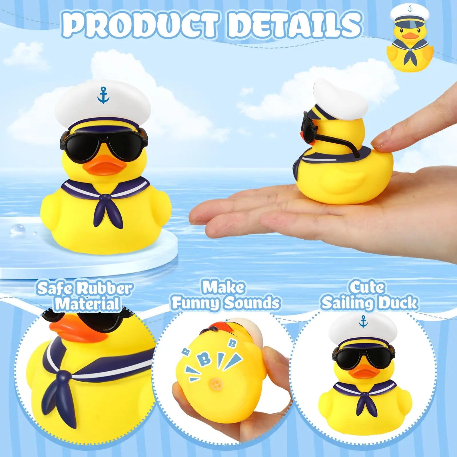 Badeendjes met zonnebril Gele eendjes Mini varende eendjes Moddereenden met hoedjes Zomervaren Voor kinderen