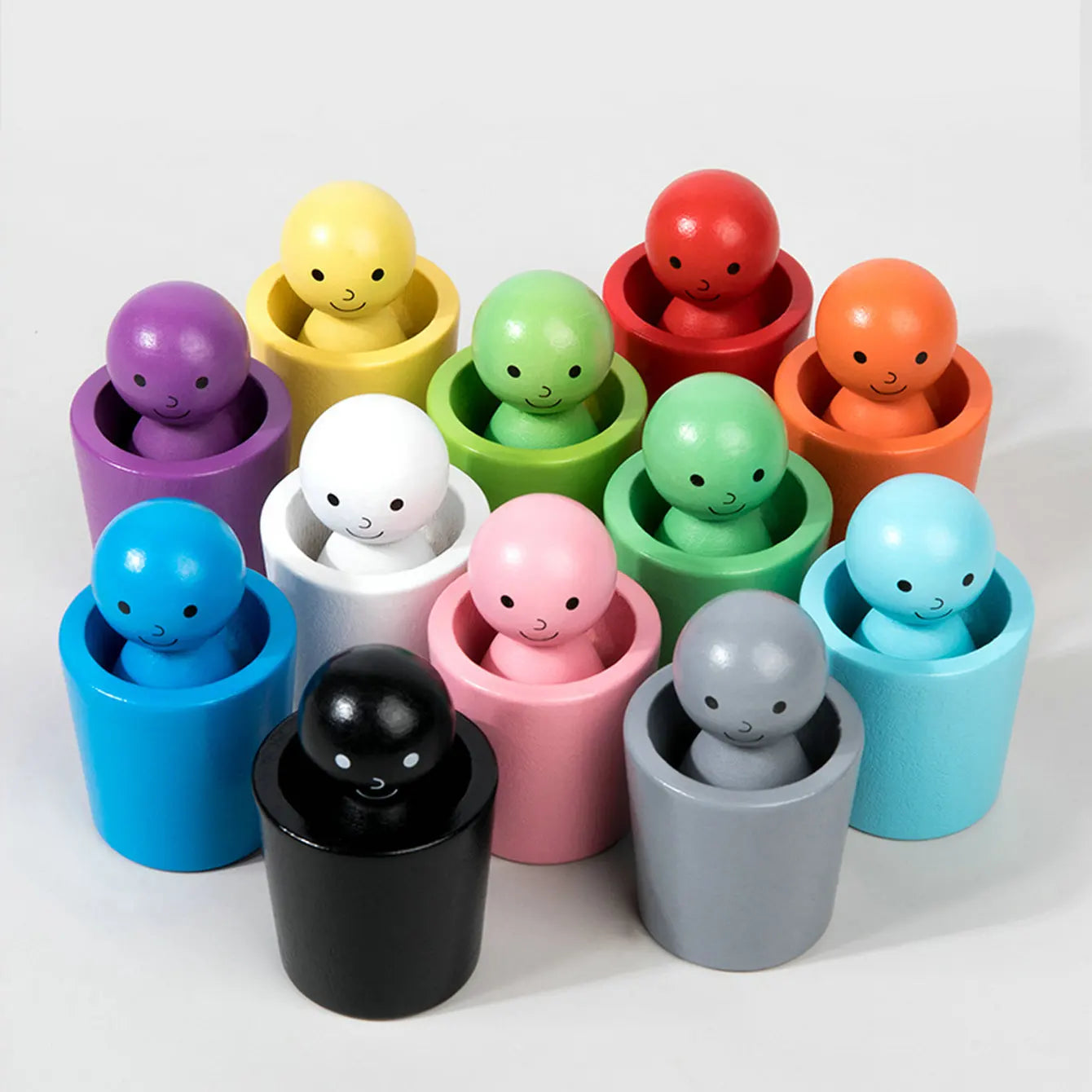 Baby Montessori Houten Speelgoed | Regenboog Ballen & Bekers