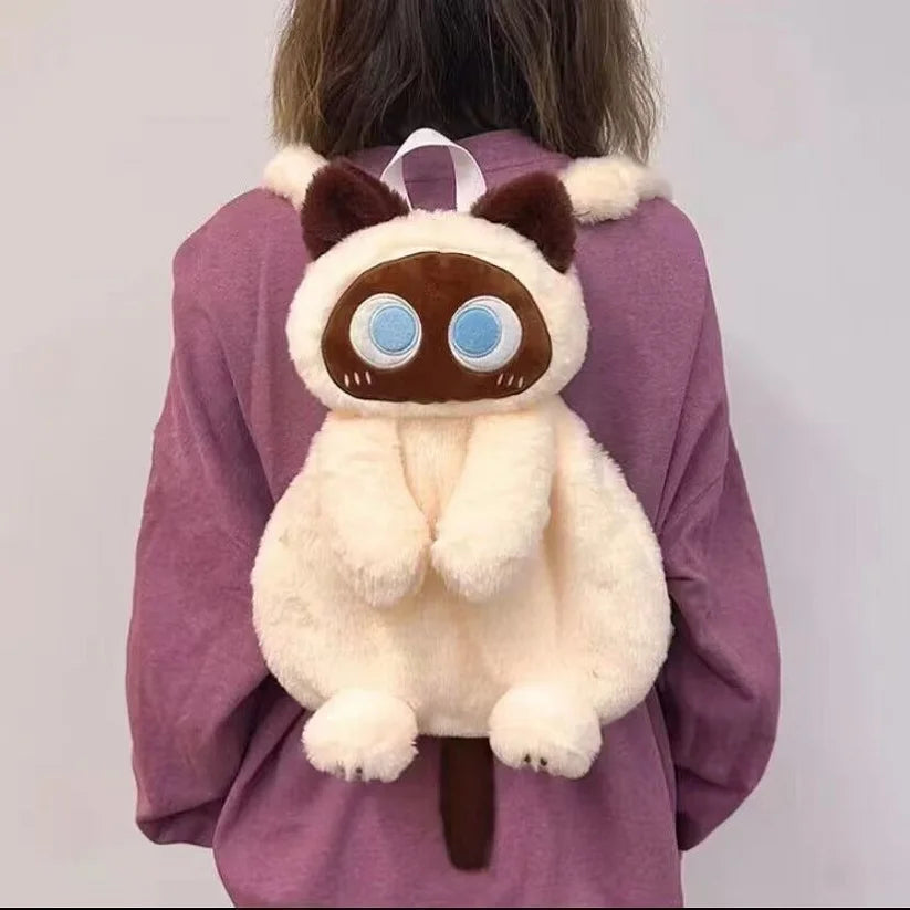 40cm Kawaii Pluchen Kat Rugzak met Grote Ogen | Grote Capaciteit Knuffelspeelgoed Tas | Geschikt voor Jongens, Meisjes en Dames | Cadeau Rugzak