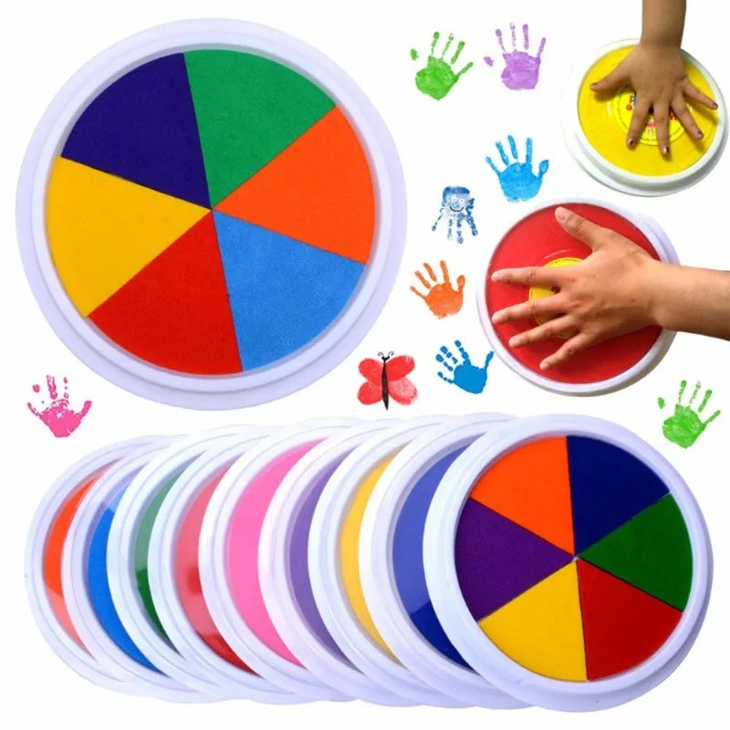 Groot 6-Kleuren Stempelkussen voor Kinderen - Vingerverf en Handafdruk Speelgoed voor Baby, Peuters en Kleuters - Knutselset voor Jongens en Meisjes