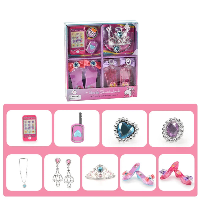 Prinsessenschoenen met Sieraden en Kroon - Elektronisch Telefoonspeelgoed Mode Beautyset voor Meisjes