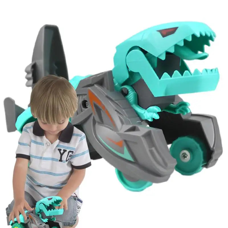 Automatische Dinosaur speelgoedauto 2-in-1 - LED Dino transformatie met muziek en licht voor kinderen vanaf 3 jaar, verjaardagscadeau