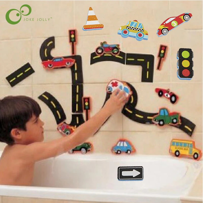Railverkeer Bad Speelgoed voor Kinderen – Zacht EVA Trein Badspeelgoed met Zuignappen | Educatief Waterspeelgoed voor Baby & Peuter