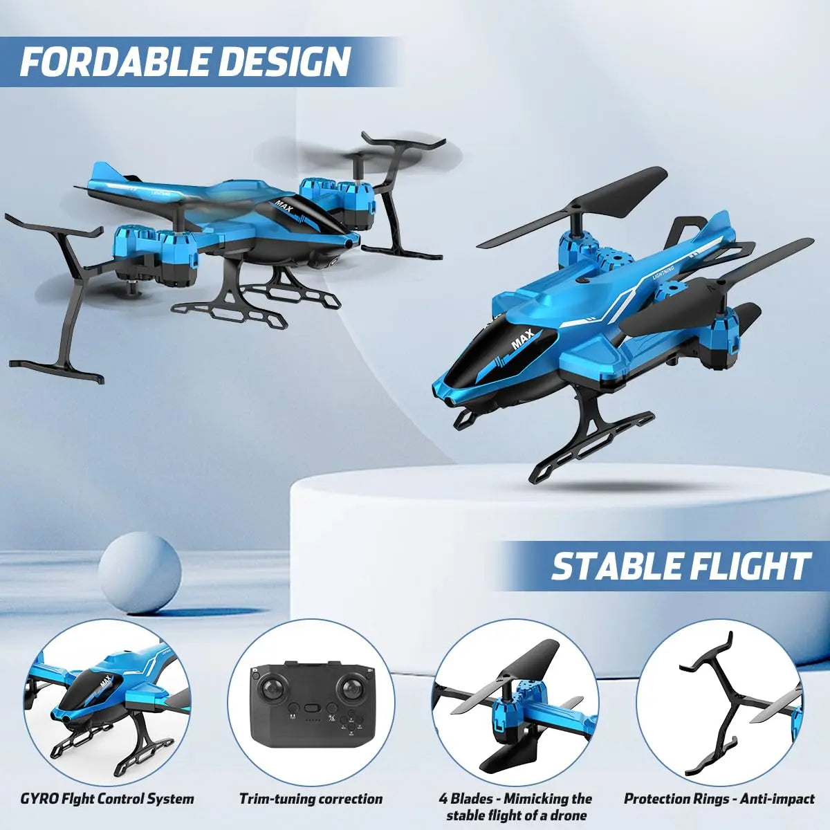 Alles-in-1 RC Helikopter | 360° flip, obstakelvermijding & LED-verlichting