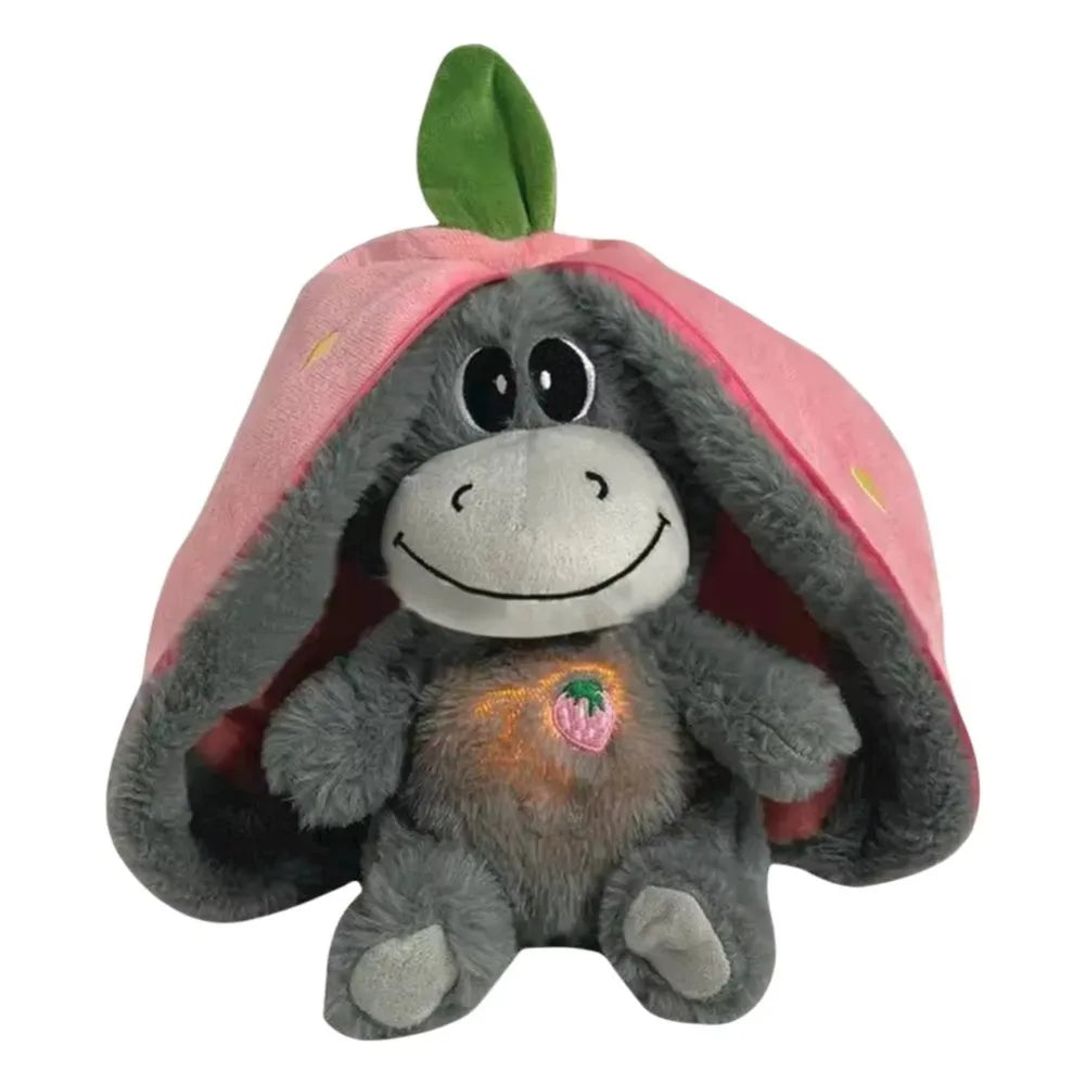 Pluche Ademend Slaappopje met Bewegende Lichten | 32cm Babyknuffel Donkey, Comfortspeeltje voor Kleintjes