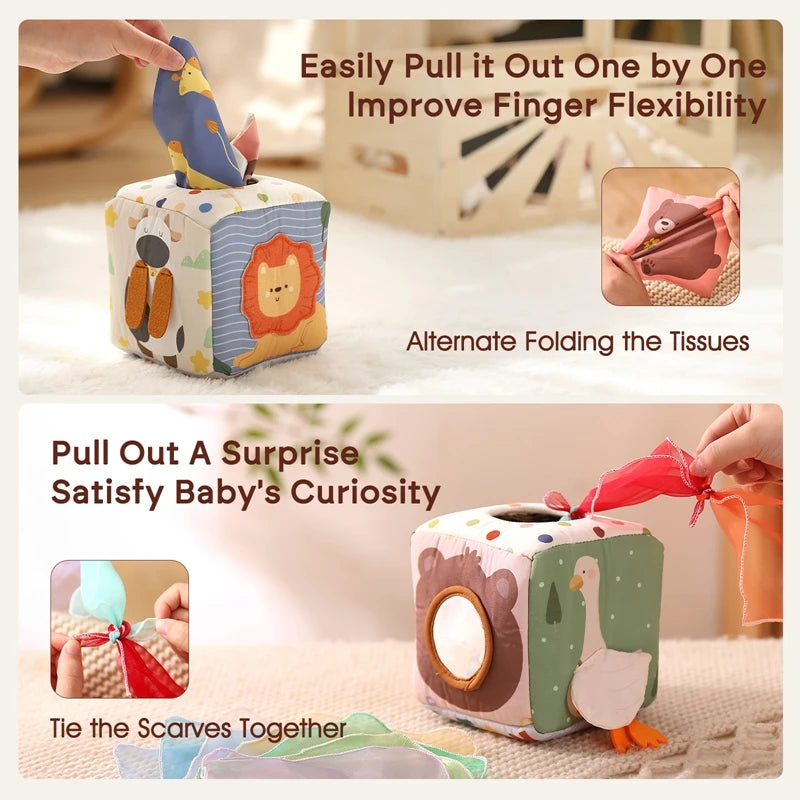 Baby Montessori Magische Tissue Box | Educatief Sensorisch Speelgoed | Busy Board voor Vingeroefening