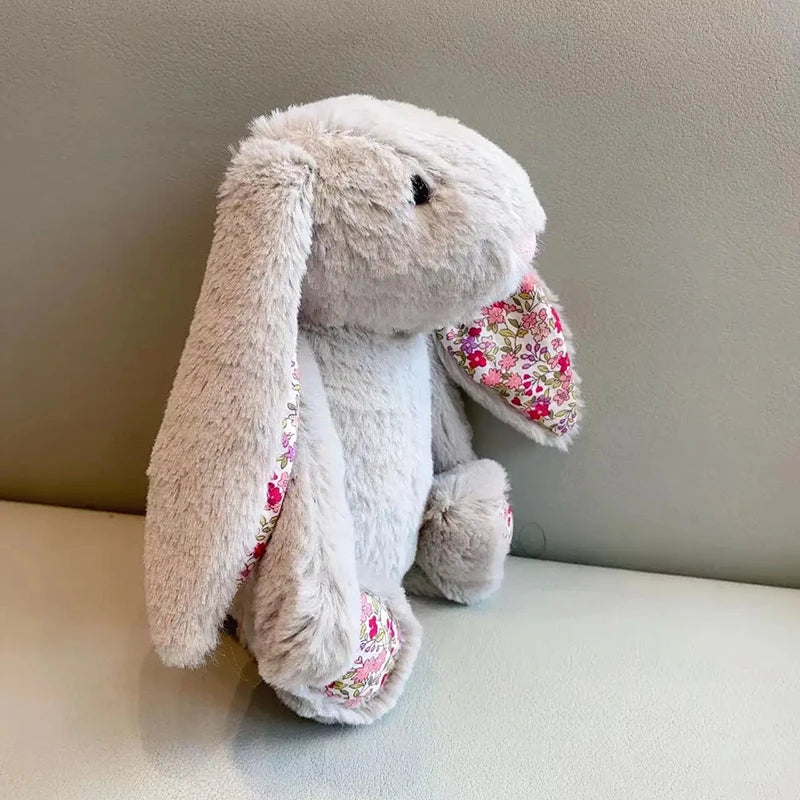 25cm Superzachte Konijn Knuffel | Schattig Pluche Konijntje met Bloemige Oren, Geschenk voor Meisjes
