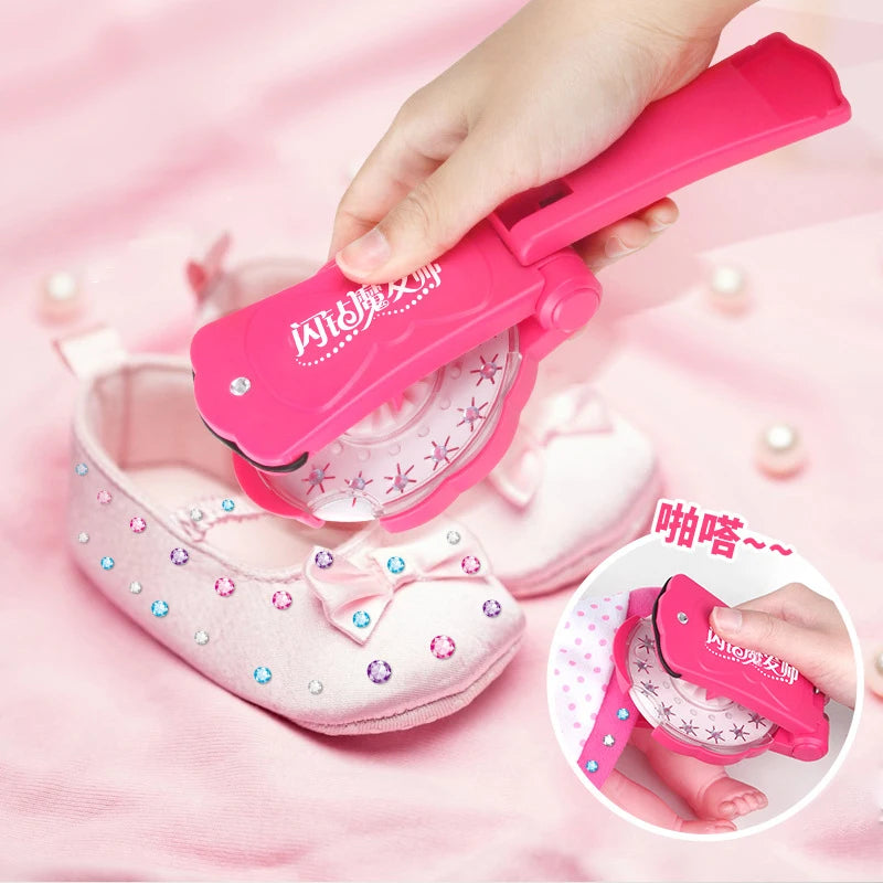 Diamant make-up set meisjes|Knipperende haaraccessoire beauty knutselset