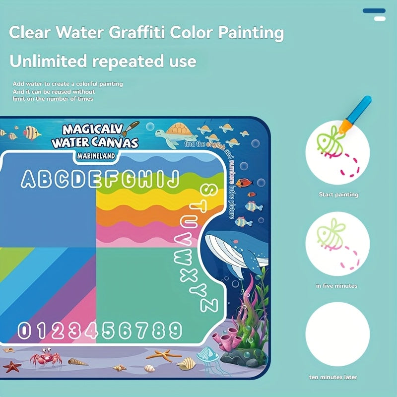 Grote Magische Water Tekenmat voor Kinderen vanaf 3 Jaar - Knoeivrij Herbruikbaar Speelgoed Kleed voor Peuters, Jongens en Meisjes - Educatieve Kleurmat 80x60cm