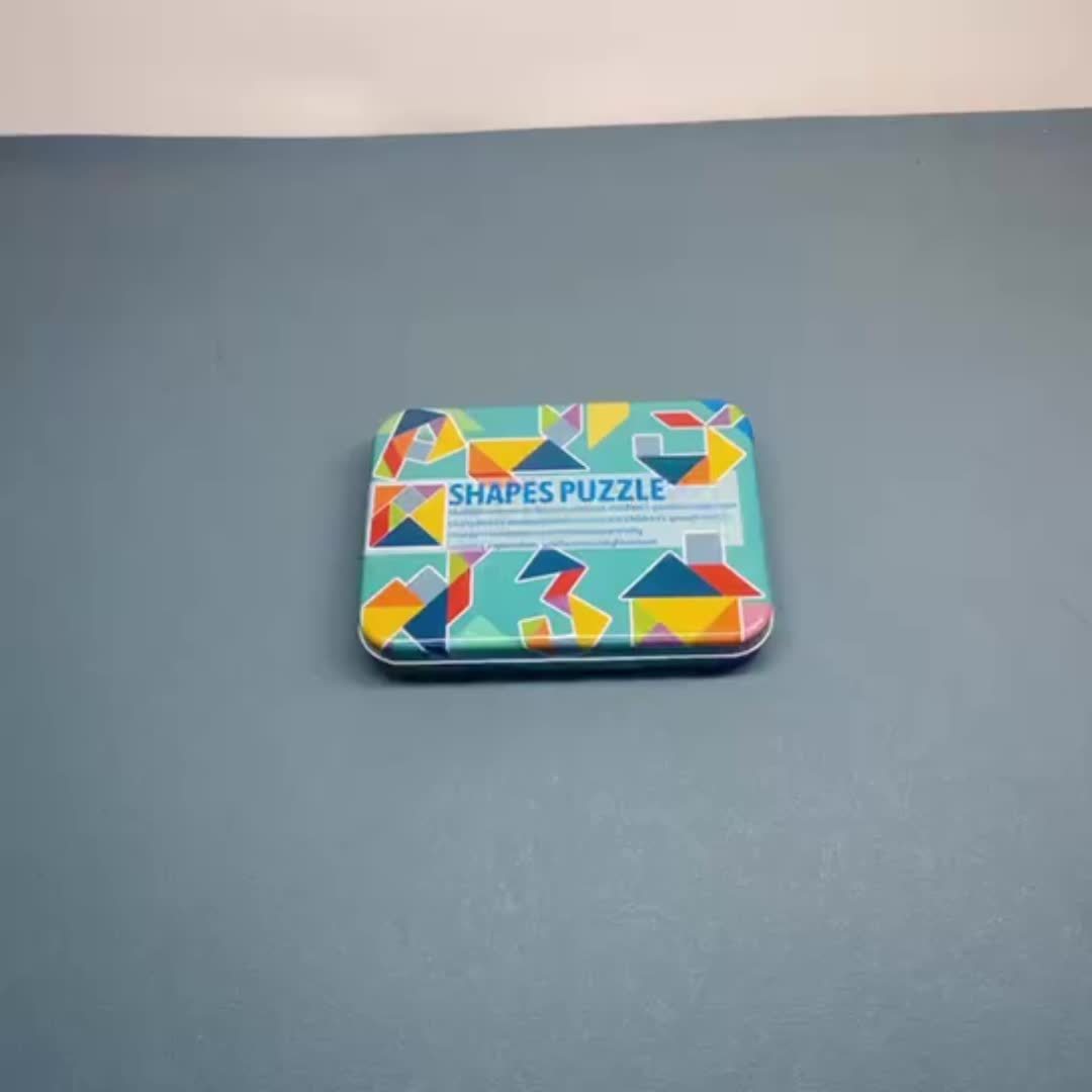 Houten Tangram Puzzel | Kleurrijk Educatief Meetkundespel | Halloween/Kerst/Thanksgiving Cadeau