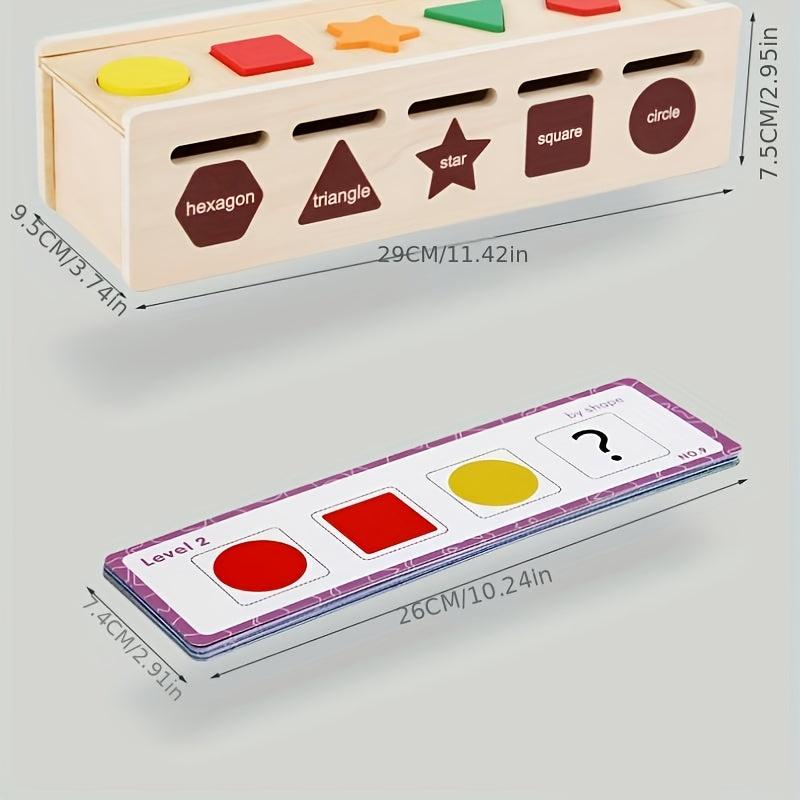 Houten Kleur- en Vormen Sorteerbox | Vroege Educatie Bouwblokken Puzzels voor Kinderen van 1-3+ Jaar