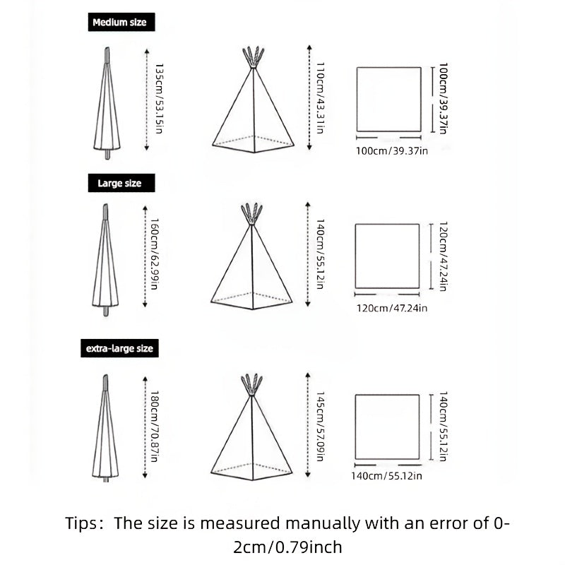 Wigwam Speeltent Kinderen 135cm | Eenvoudige Opbouw – Houten Stokken – Indoor & Outdoor Rollenspel Tent
