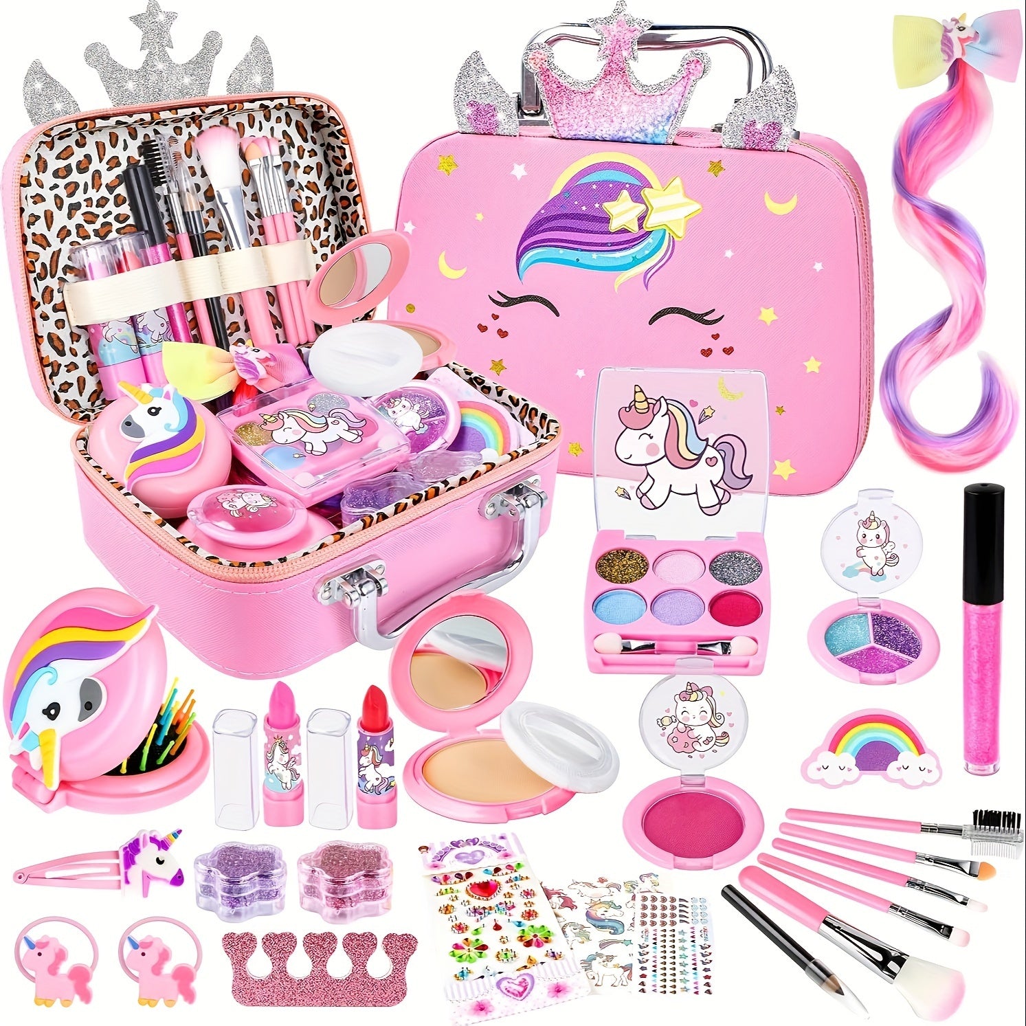 Make-up Set voor Kinderen - Afwasbare Make-up met Eenhoorn Tas - Voor Meisjes van 3 tot 12 Jaar - Ideaal voor Rollenspel & Verjaardags- of Kerstcadeaus
