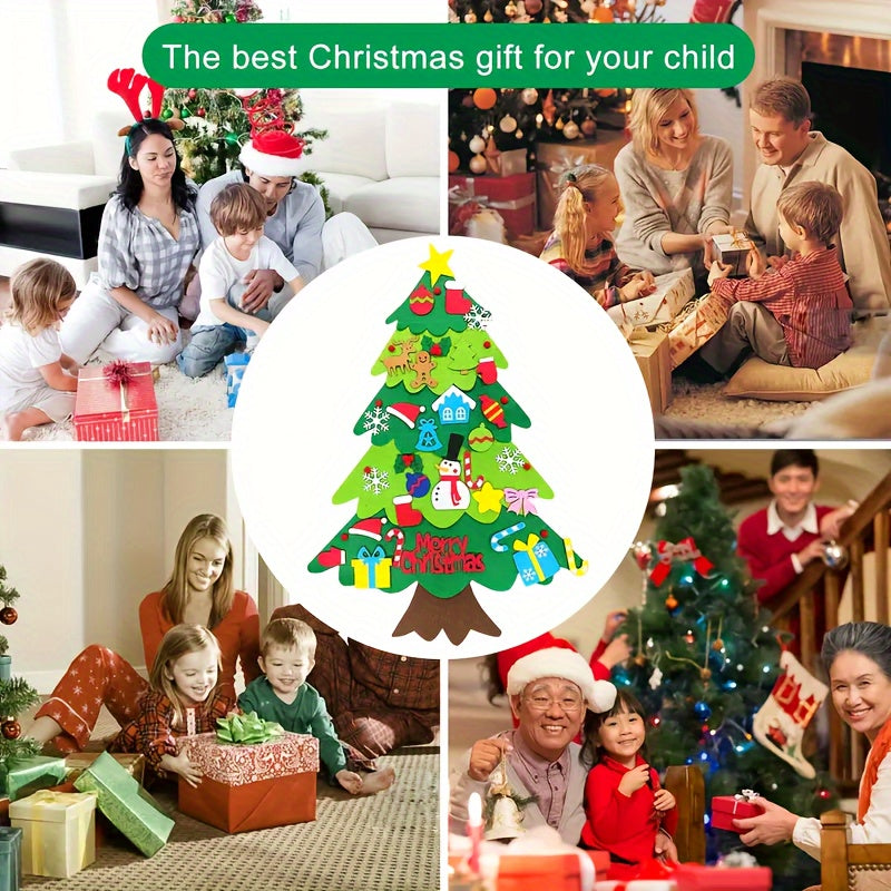 DIY Vilt Kerstboom met Ornamenten | Muurdecoratie Knutselset voor Kerstmis
