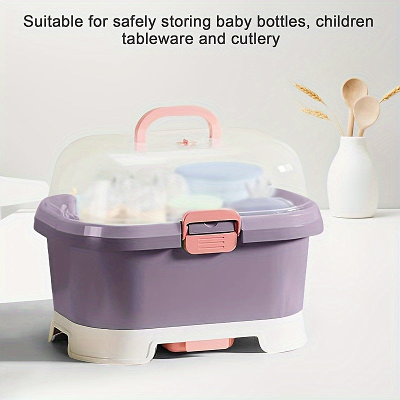 Grote Capaciteit Fleshouder Opbergdoos | Bestek Droogrek en Opbergruimte Draagbaar en Ruim met Deksel voor Thuis, Keuken