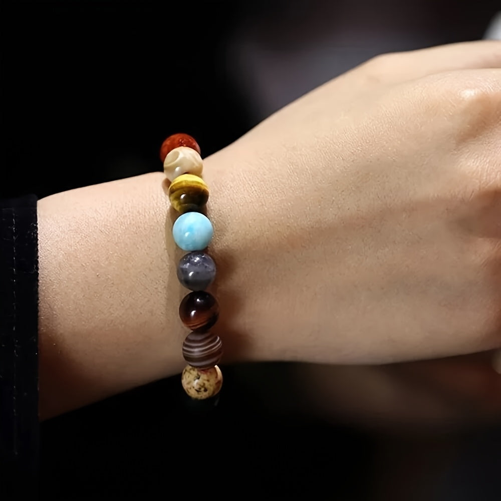 Verstelbare Planeten Armband – Zonnestelsel Kralen Sieraad Unisex Astronomie Cadeau