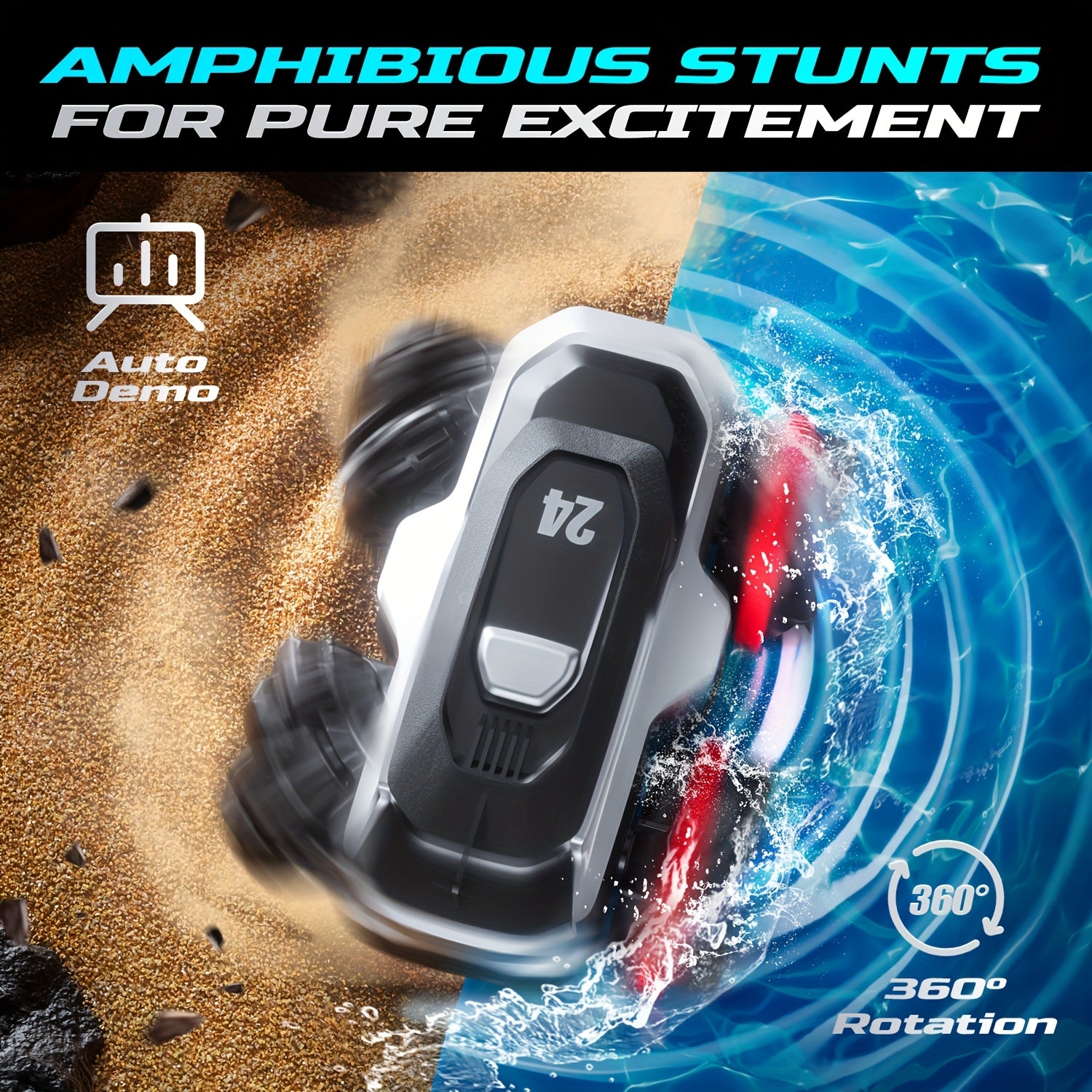 Amfibische Bestuurbare Stunt Auto voor Kinderen vanaf 6 Jaar | All-Terrain 4x4 Speelgoed voor Stoere Jongens en Meisjes | RC Truck Cadeau voor Buiten Spelen