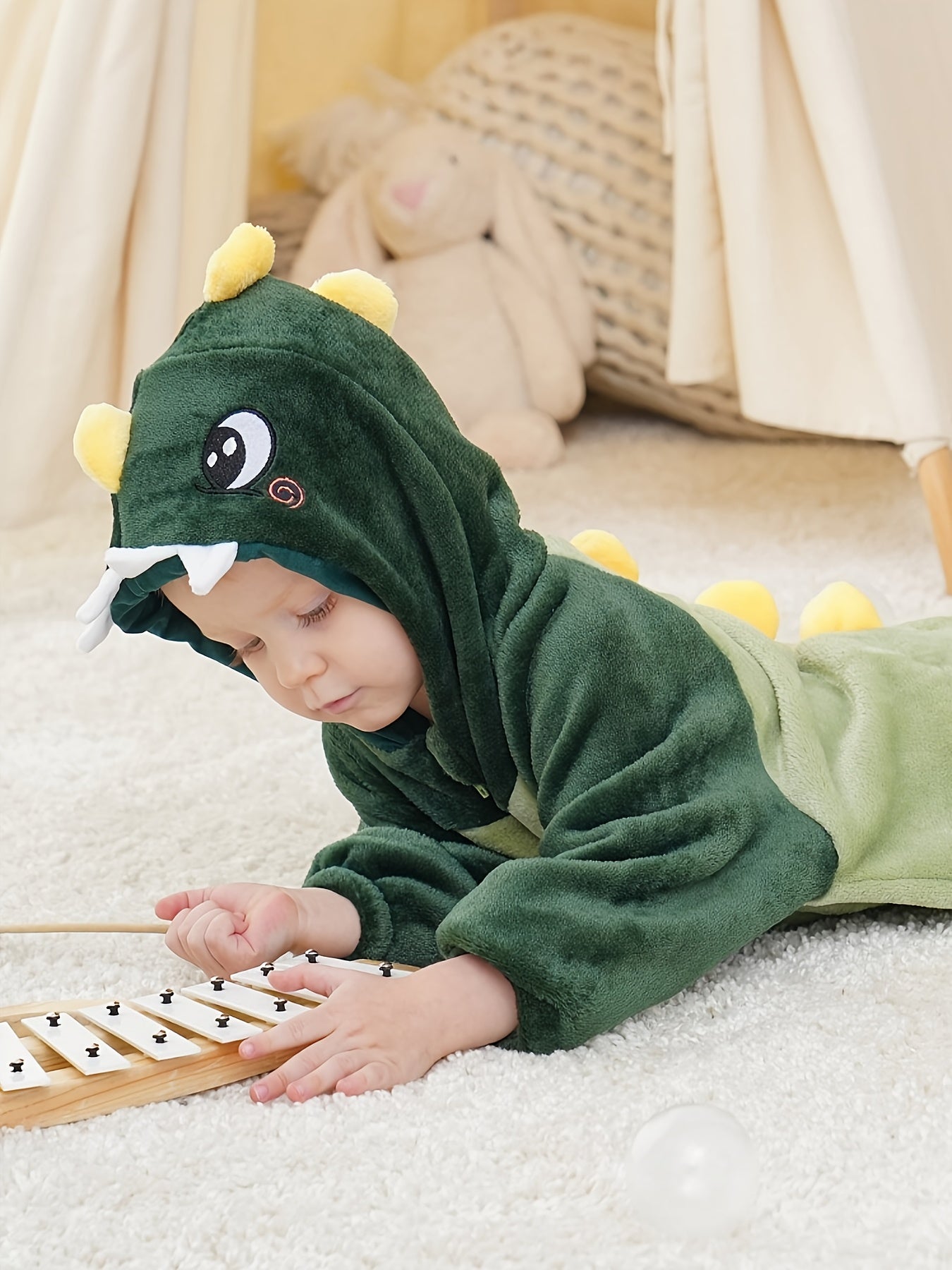 Kinder Dinosaurus Onesie Pyjama – Comfortabele Hooded Jumpsuit met Lange Mouwen