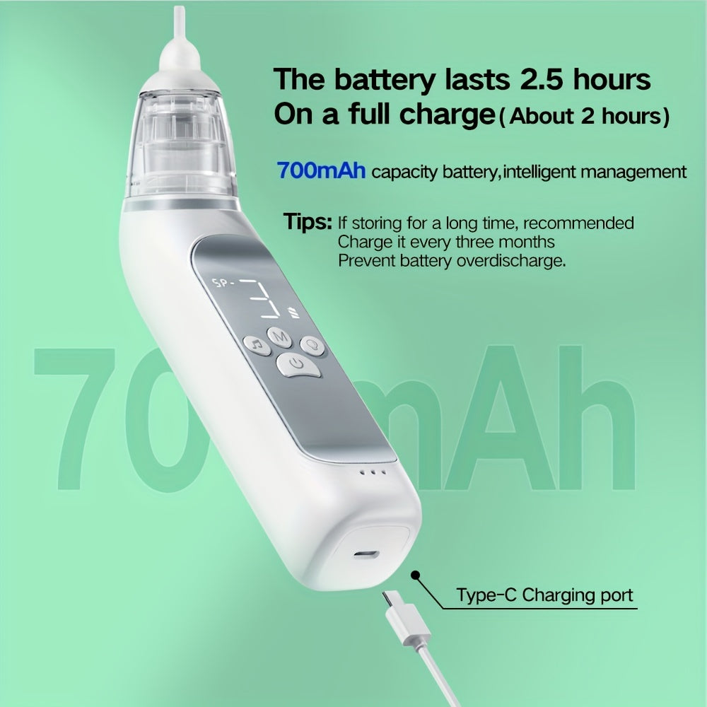 Elektrische Neusaspirator | Oplaadbare en Draagbare Nasale Reiniger met Drie Verstelbare Zuigkoppen, Muziek en Verlichting