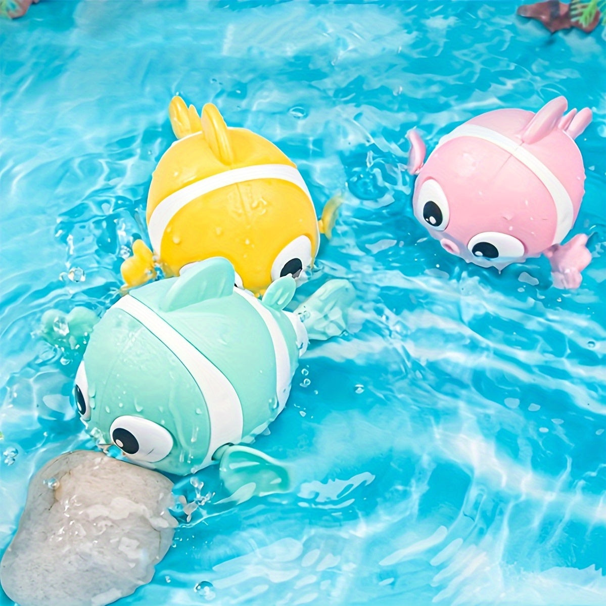 3 Stuks Water Speelgoed Clownvis – Opwindbaar Badspeelgoed voor Binnen & Buiten, Cadeau voor Kinderen