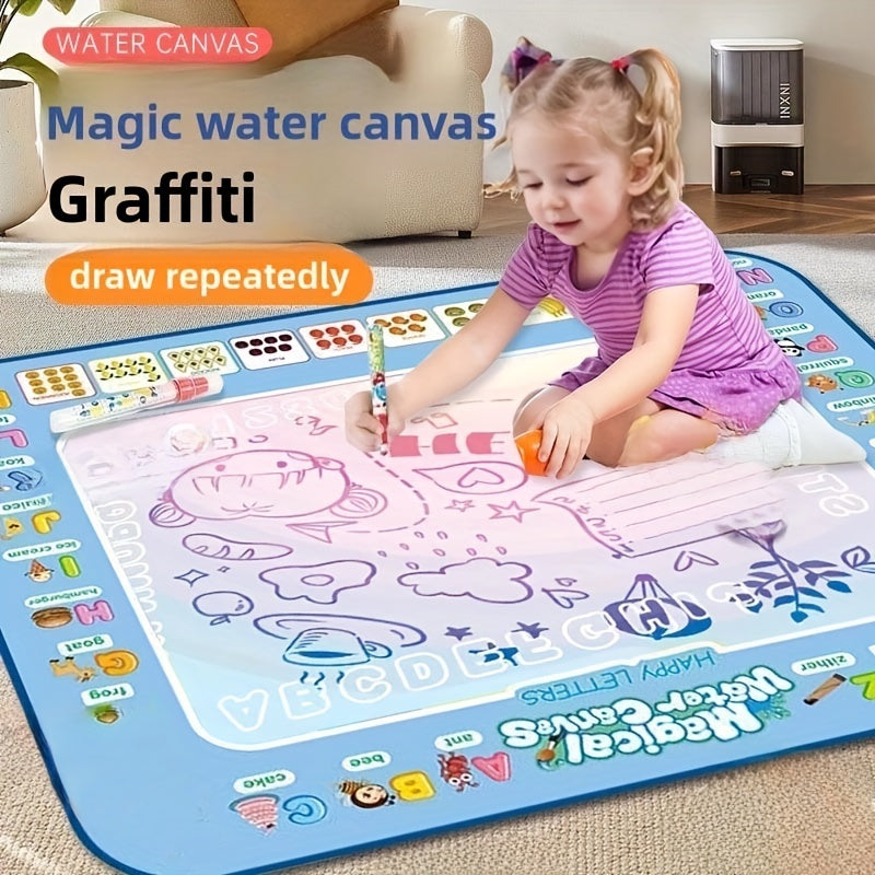 Herbruikbare Magische Doodle Mat en Waterteken Canvas | Rommelvrij Kunstschilderen Wasbaar Tekenbord met Alfabet en Cijfers voor Kinderen van 3-8 Jaar