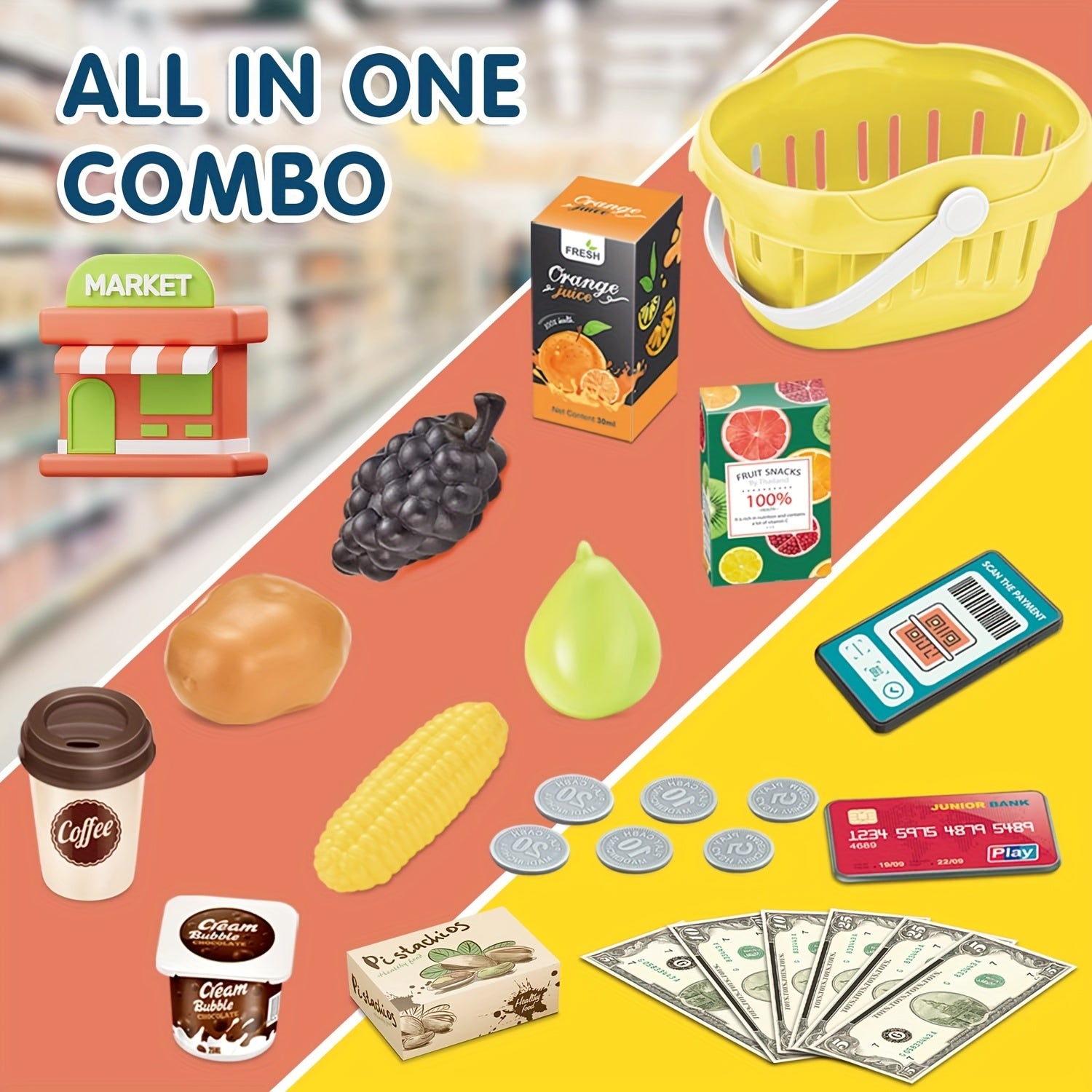 Kassa Supermarkt Speelset voor Kinderen | Interactieve Winkel met Scanner, Mandje en Nepgeld – Educatief Rollenspel Speelgoed