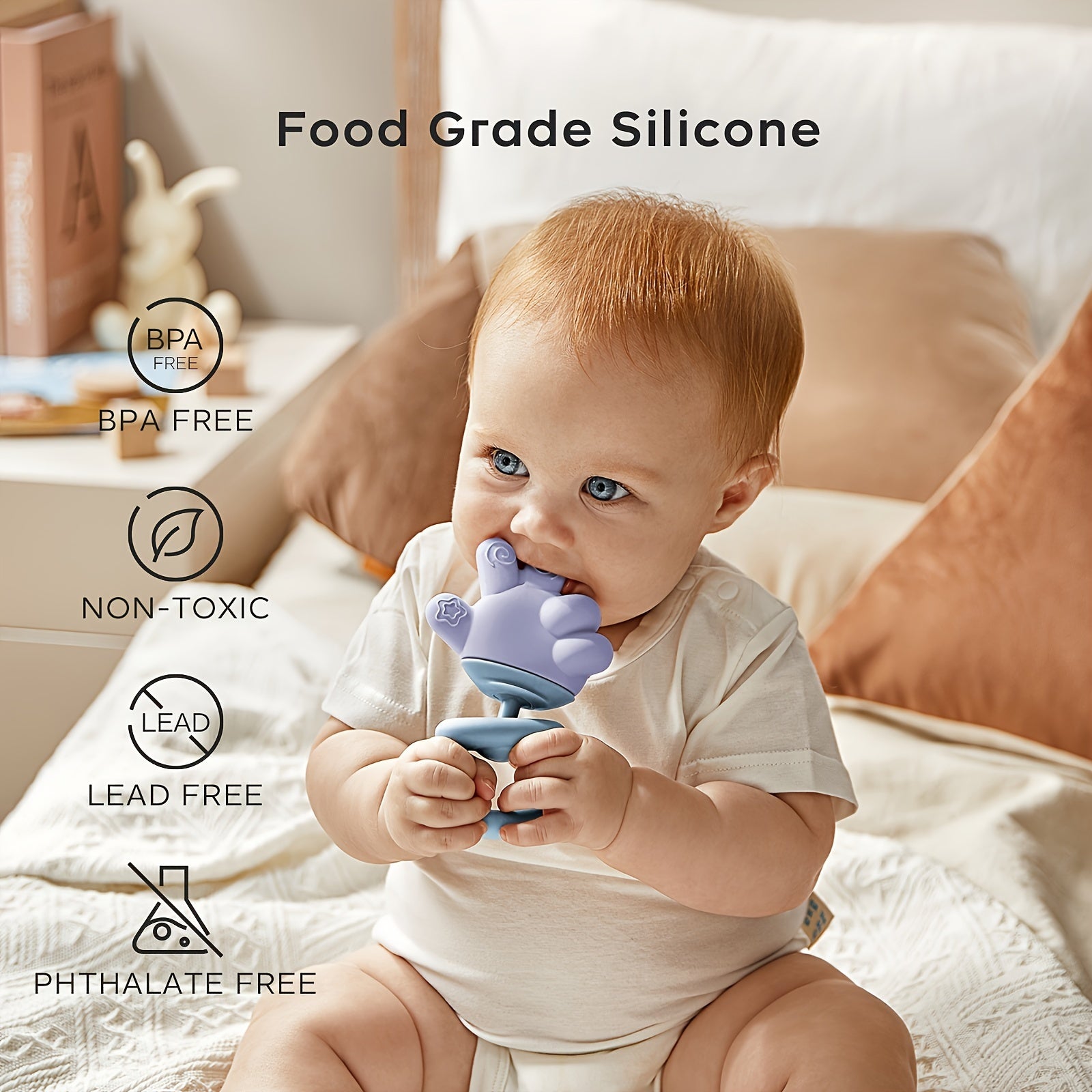 Baby Siliconen Bijtspeelgoed | Reinigen met Water, Koken, Stoomreinigen | Vaatwasmachinebestendig | Voor Baby's 0-36 Maanden