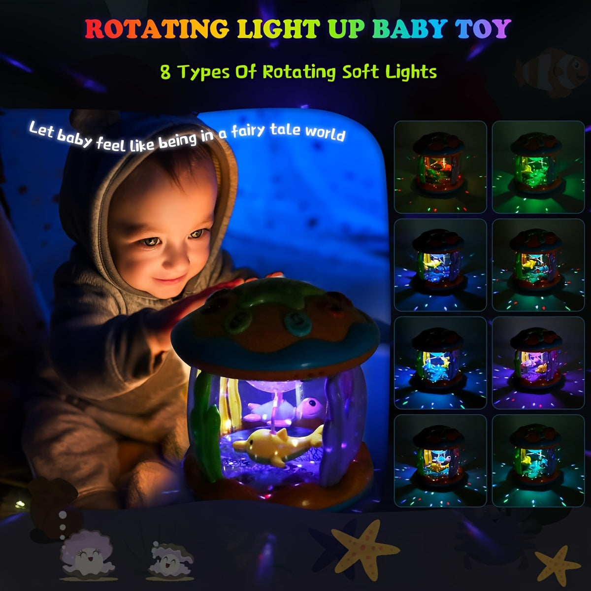 Baby Muzikaal Speelgym met Oceaan Projectorlichten | Interactief Speelgoed voor Kruipen & Buiklig Ontwikkeling