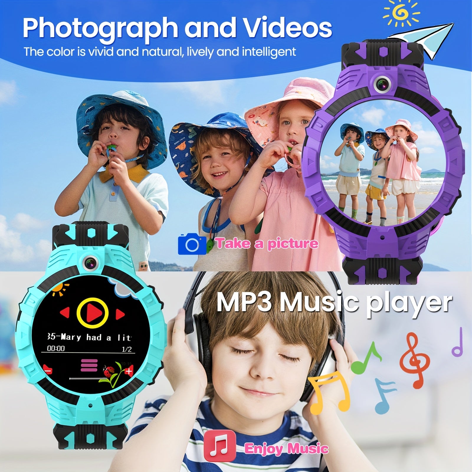 Kinder Smartwatch | Camera, Muziek, Games & Stappenteller