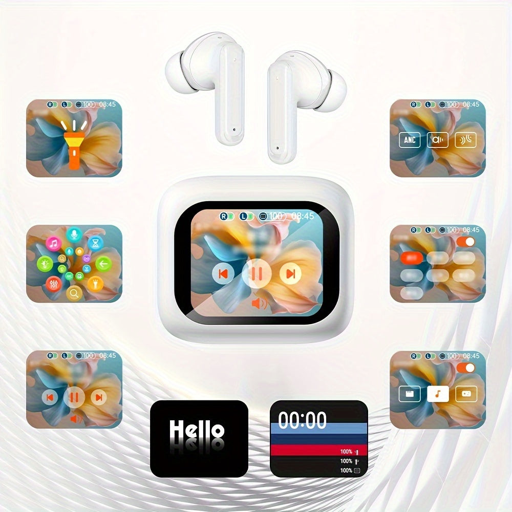 Slimme LCD Touch Earbuds 2025 | Draadloze Oordopjes met Premium Geluid & Microfoon