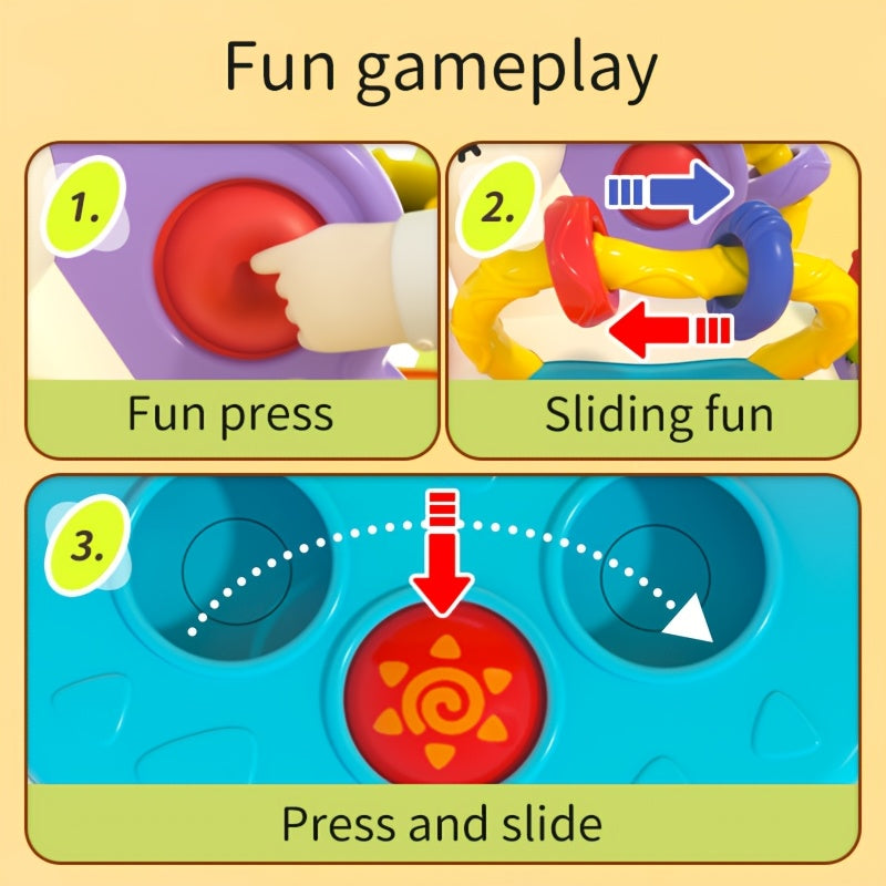 Grappige Muzikale Busy Box | Trek- en drukspeelgoed met kleurrijke geluiden en beweging. Duurzaam, geschikt voor baby's en peuters (0-3 jaar). Perfect cadeau voor Kerstmis en Nieuwjaar.