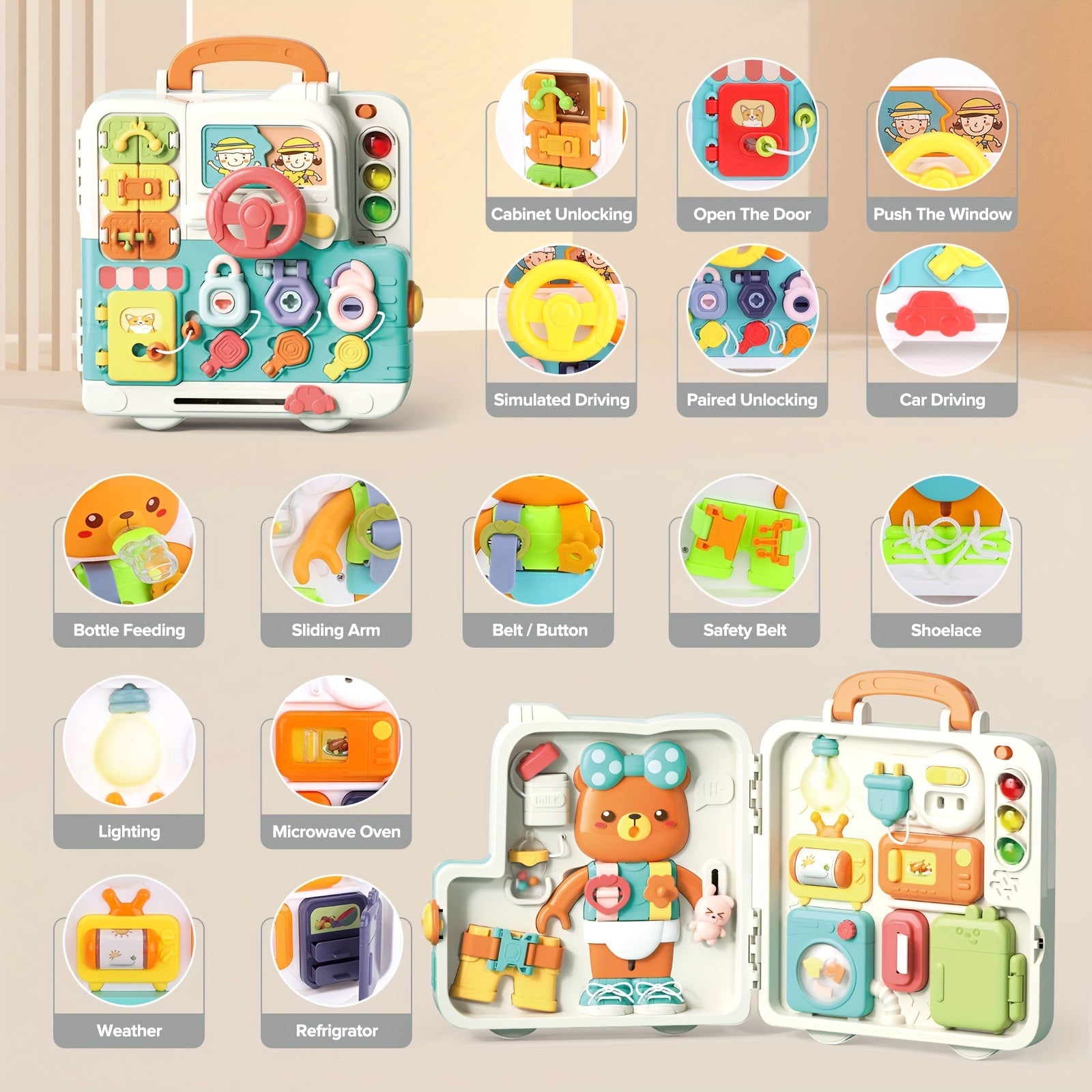 Interactieve Busy Board | Educatief speelgoed 1-3 jaar, ideaal cadeau