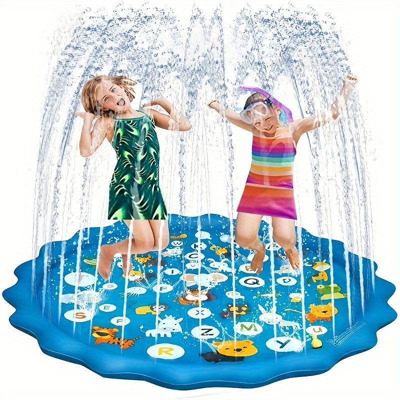 Opblaasbare Waterspeelmat (Blauw, A-Z Print) | Watermat voor Peuters, Perfect voor Zomerplezier in de Tuin, op het Strand & in het Park