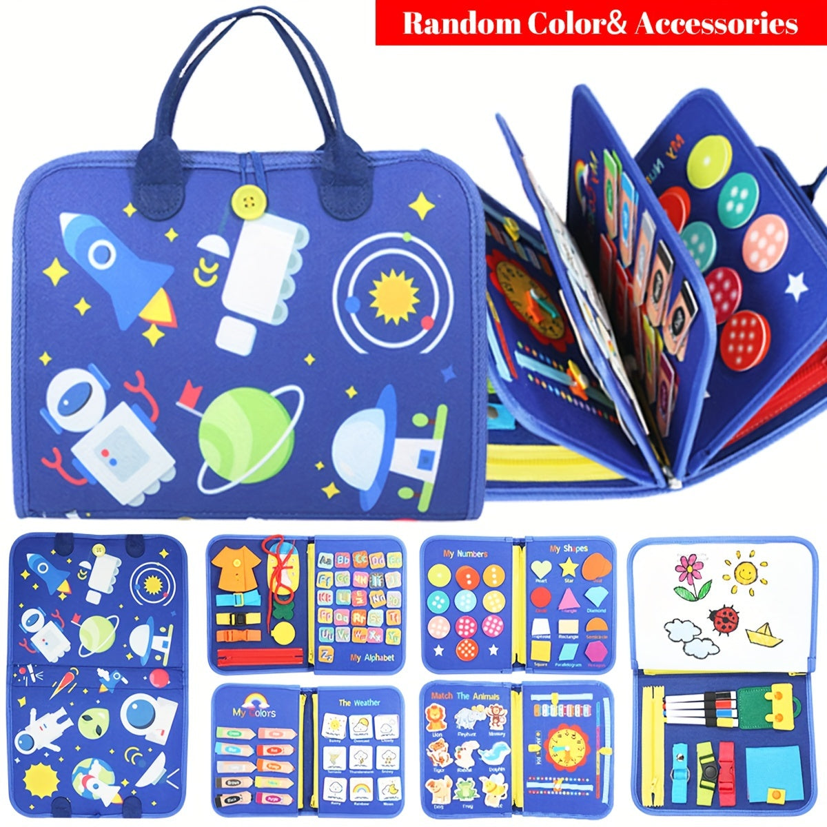 Busy Board 12-in-1 | Educatief Sensorisch Boek | Reisspeelgoed voor Peuters 0–3 Jaar