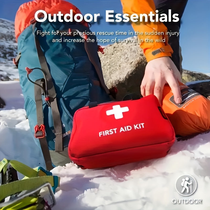 Uitgebreide Draagbare EHBO-Kit voor Outdoor Activiteiten - Complete Eerste Hulp Verbanddoos voor Kamperen, Wandelen en Reizen - Noodpakket met Schaar en Pincet